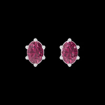 « L'Atelier » Nº403519 - Earrings White gold 9 carats - Ruby Oval 0.3 Carats (2 X)