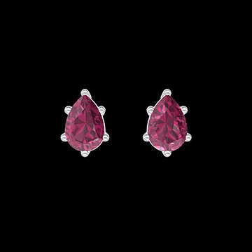 « L'Atelier » Nº403522 - Earrings White gold 18 carats - Ruby Pear 0.3 Carats (2 X)