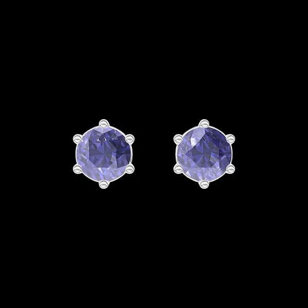 « L'Atelier » Nº403531 - Boucles d'oreilles Or blanc 9 carats - Saphir bleu Rond 0.3 carat (2 X)