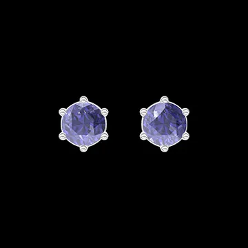 « L'Atelier » Nº403531 - Earrings White gold 9 carats - Blue Sapphire round 0.3 Carats (2 X)