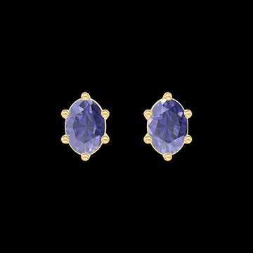 « L'Atelier » Nº403541 - Earrings Yellow gold 18 carats - Blue Sapphire Oval 0.3 Carats (2 X)