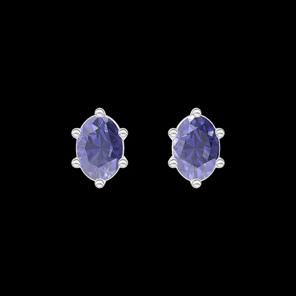 « L'Atelier » Nº403542 - Boucles d'oreilles Or blanc 9 carats - Saphir bleu Ovale 0.3 carat (2 X)