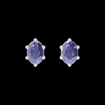 « L'Atelier » Nº403542 - Boucles d'oreilles Or blanc 9 carats - Saphir bleu Ovale 0.3 carat (2 X)