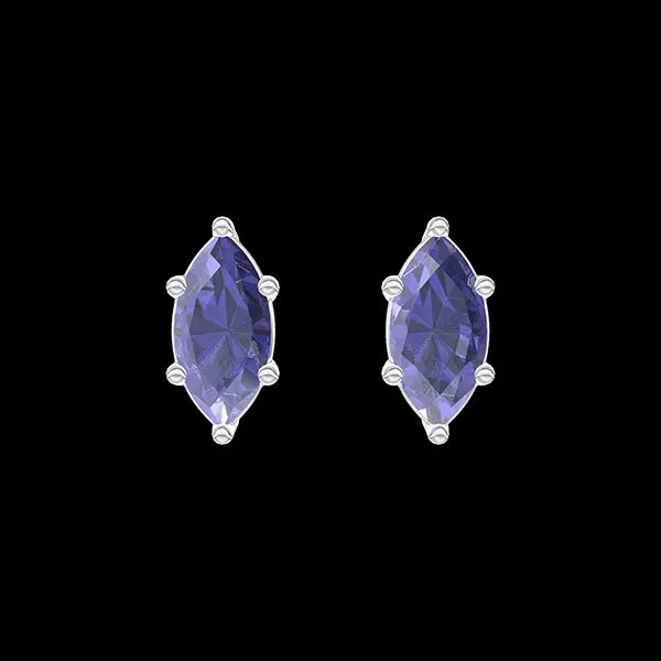 « L'Atelier » Nº403551 - Boucles d'oreilles Or blanc 18 carats - Saphir bleu Marquise 0.3 carat (2 X)