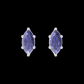 « L'Atelier » Nº403551 - Earrings White gold 18 carats - Blue Sapphire Marquise 0.3 Carats (2 X)