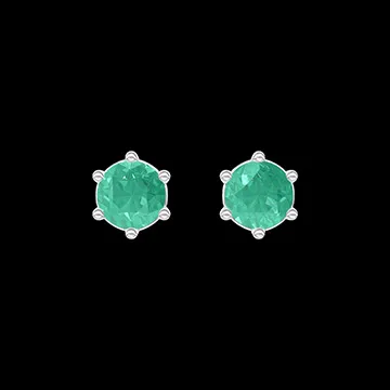 « L'Atelier » Nº403554 - Earrings White gold 18 carats - Emerald round 0.3 Carats (2 X)