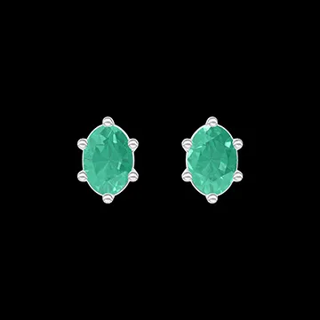 « L'Atelier » Nº403565 - Boucles d'oreilles Or blanc 18 carats - Émeraude Ovale 0.3 carat (2 X)