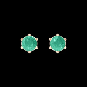 « L'Atelier » Nº403586 - Oorbellen Roségoud 9 karaat - Smaragd rond 0.3 Karaat (2 X)