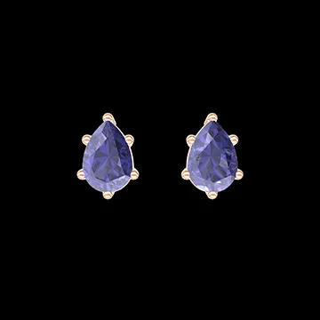 « L'Atelier » Nº403590 - Boucles d'oreilles Or rose 18 carats - Saphir bleu Poire 0.3 carat (2 X)