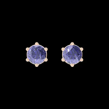 « L'Atelier » Nº403599 - Earrings Pink gold 9 carats - Blue Sapphire round 0.3 Carats (2 X)