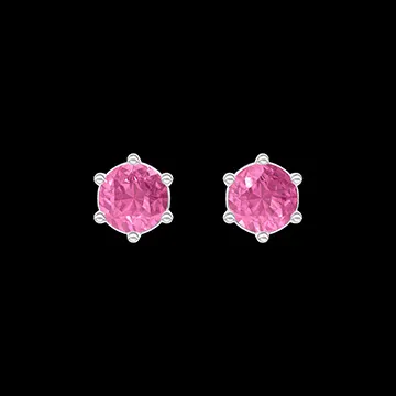 « L'Atelier » Nº403639 - Earrings White gold 9 carats - Pink Sapphire round 0.3 Carats (2 X)