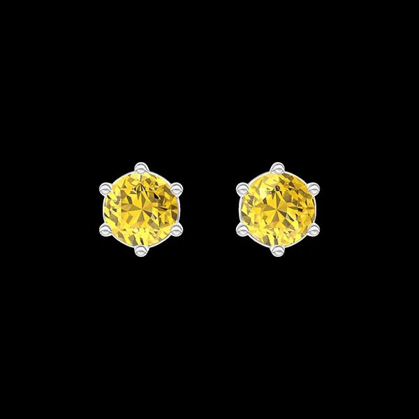 « L'Atelier » Nº403675 - Earrings White gold 9 carats - Yellow Sapphire round 0.3 Carats (2 X)