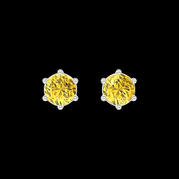 « L'Atelier » Nº403675 - Earrings White gold 9 carats - Yellow Sapphire round 0.3 Carats (2 X)