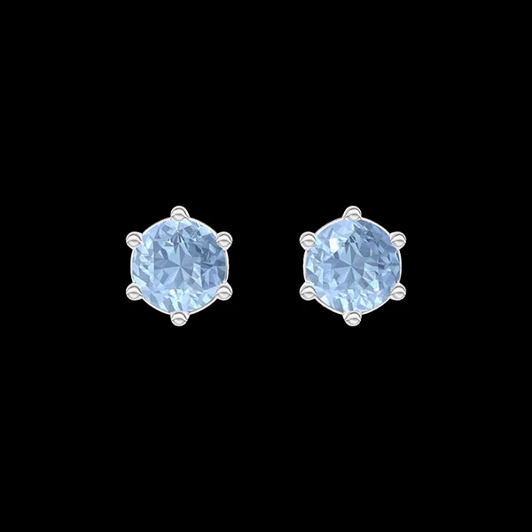 « L'Atelier » Nº403711 - Boucles d'oreilles Or blanc 9 carats - Topaze bleue Rond 0.3 carat (2 X)