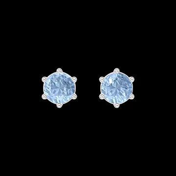 « L'Atelier » Nº403710 - Earrings White gold 18 carats - Blue Topaze round 0.3 Carats (2 X)