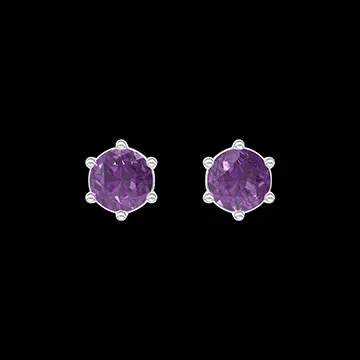 « L'Atelier » Nº403746 - Earrings White gold 18 carats - Amethyst round 0.3 Carats (2 X)