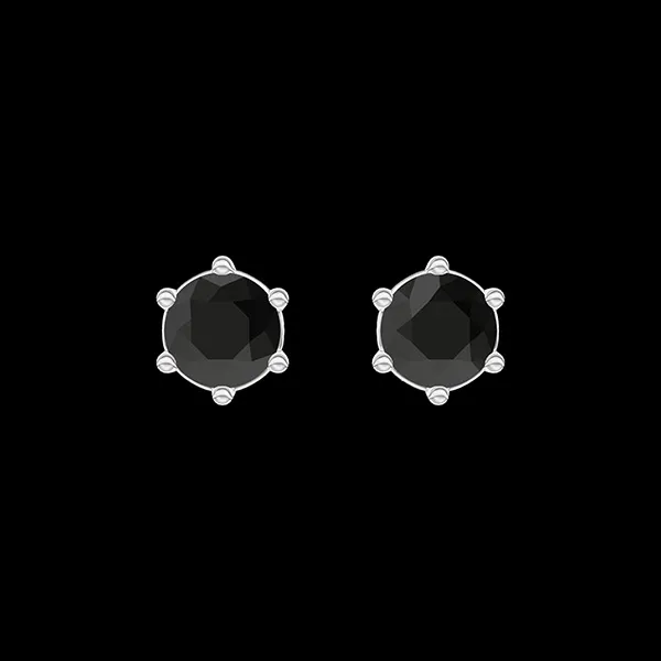 « L'Atelier » Nº403783 - Earrings White gold 9 carats - Diamond black round 0.3 Carats (2 X)