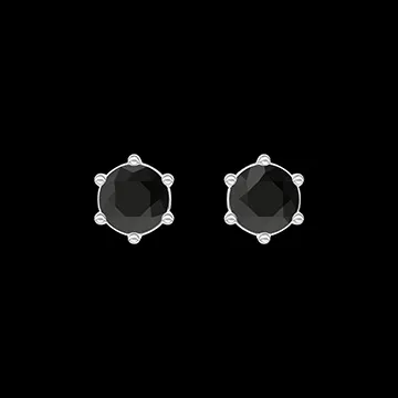 « L'Atelier » Nº403783 - Boucles d'oreilles Or blanc 9 carats - Diamant noir Rond 0.3 carat (2 X)