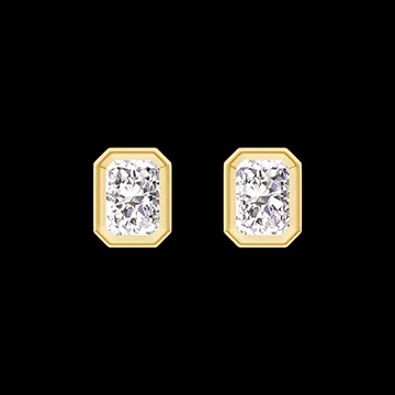 « L'Atelier » nº 403849 - Boucles d'oreilles Or jaune 9 carats - Diamant synthétique Rectangle 0.3 carat (2 X)