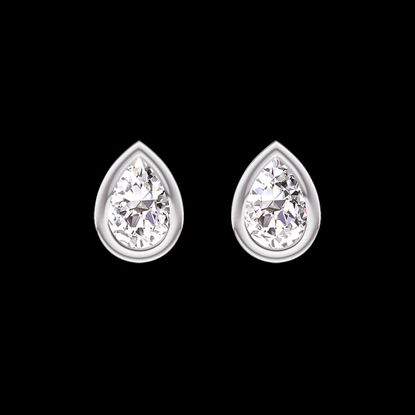 « L'Atelier » nr 403858 - Kolczyki Białe złoto 375 (9K) - Diament laboratoryjny Gruszka 0.3 karat (2 X)