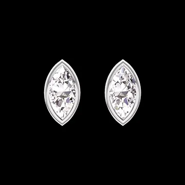 « L'Atelier » Nº403862 - Pendientes Oro blanco 18 quilates - Diamante de laboratorio Marquesa 0.3 quilates (2 X)
