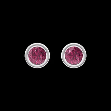 « L'Atelier » Nº403866 - Earrings White gold 18 carats - Ruby round 0.3 Carats (2 X)