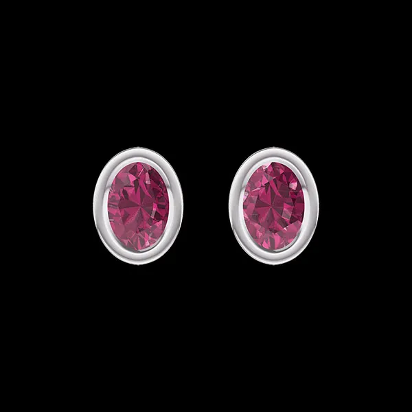 « L'Atelier » Nº403879 - Boucles d'oreilles Or blanc 9 carats - Rubis Ovale 0.3 carat (2 X)