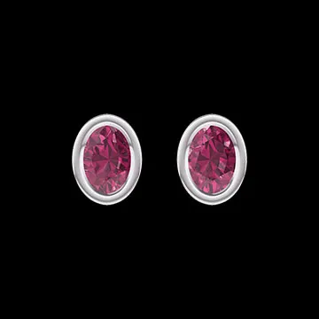 « L'Atelier » Nº403879 - Earrings White gold 9 carats - Ruby Oval 0.3 Carats (2 X)