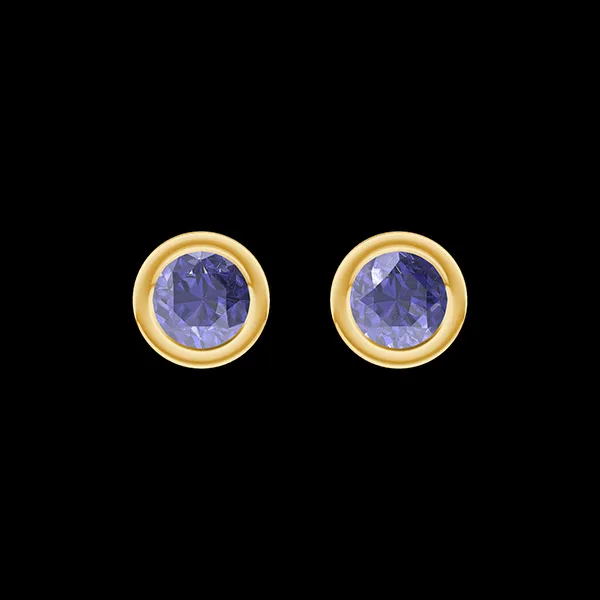 « L'Atelier » Nº403889 - Boucles d'oreilles Or jaune 18 carats - Saphir bleu Rond 0.3 carat (2 X)