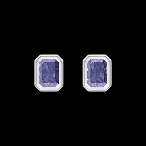 « L'Atelier » Nº403898 - Boucles d'oreilles Or blanc 9 carats - Saphir bleu Rectangle 0.3 carat (2 X)