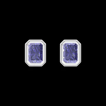 « L'Atelier » Nº403898 - Earrings White gold 9 carats - Blue Sapphire Baguette 0.3 Carats (2 X)