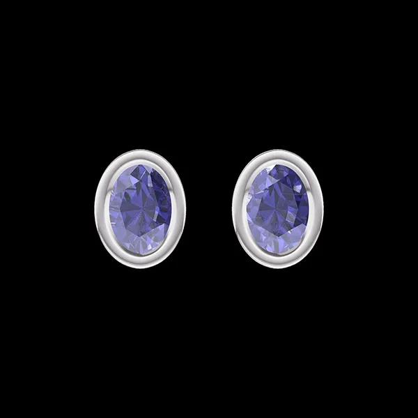 « L'Atelier » Nº403902 - Boucles d'oreilles Or blanc 9 carats - Saphir bleu Ovale 0.3 carat (2 X)