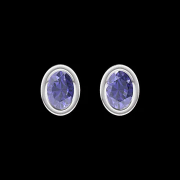 « L'Atelier » Nº403902 - Earrings White gold 9 carats - Blue Sapphire Oval 0.3 Carats (2 X)