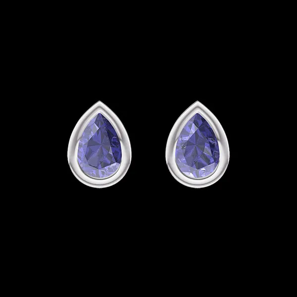 « L'Atelier » Nº403906 - Boucles d'oreilles Or blanc 9 carats - Saphir bleu Poire 0.3 carat (2 X)