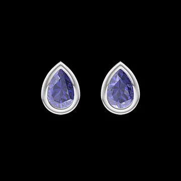 « L'Atelier » Nº403906 - Earrings White gold 9 carats - Blue Sapphire Pear 0.3 Carats (2 X)