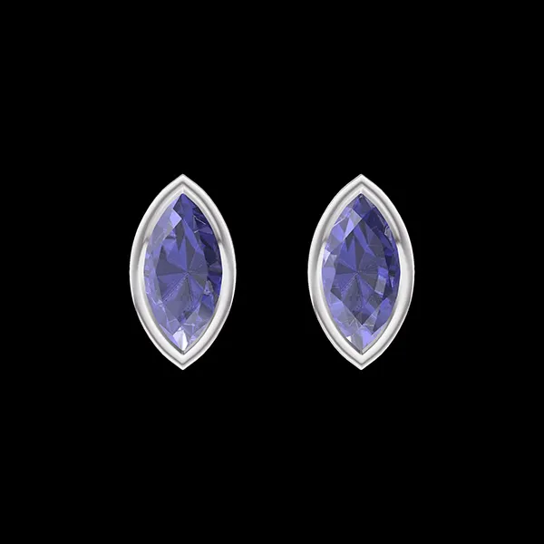 « L'Atelier » Nº403910 - Boucles d'oreilles Or blanc 9 carats - Saphir bleu Marquise 0.3 carat (2 X)