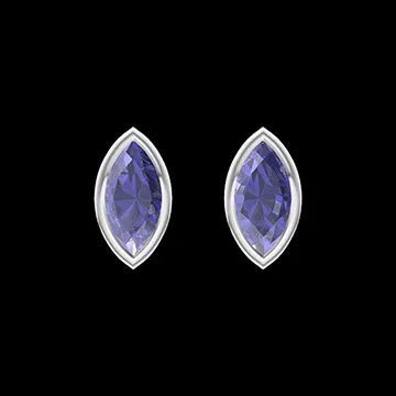« L'Atelier » Nº403910 - Earrings White gold 9 carats - Blue Sapphire Marquise 0.3 Carats (2 X)