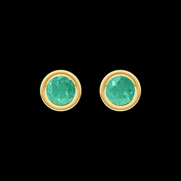 « L'Atelier » Nº403912 - Earrings Yellow gold 18 carats - Emerald round 0.3 Carats (2 X)