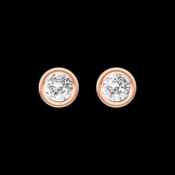 « L'Atelier » nº 403983 - Boucles d'oreilles Or rose 9 carats - Diamant synthétique Rond 0.3 carat (2 X)