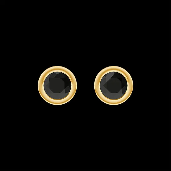 « L'Atelier » Nº404141 - Boucles d'oreilles Or jaune 18 carats - Diamant noir Rond 0.3 carat (2 X)