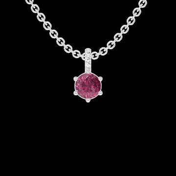 « L'Atelier » Nº405017 - Anhänger Weißgold 750/-(18Kt) - Rubin rund 0.3 Karat - Fassung Diamant - Kette Ankerkette