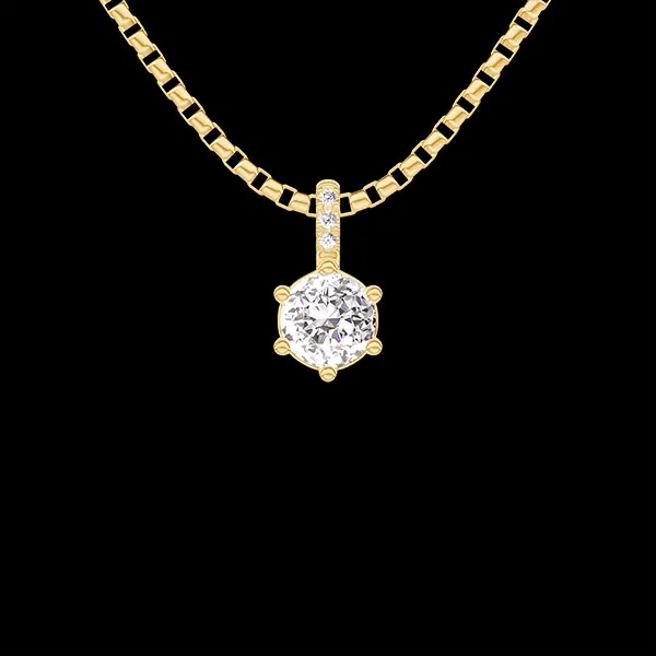 « L'Atelier » Nº405291 - Ciondolo Oro giallo 18 carati - Diamante di laboratorio Rotonda 0.3 Carati - Incastonatura Diamante di laboratorio - Catena Veneziana