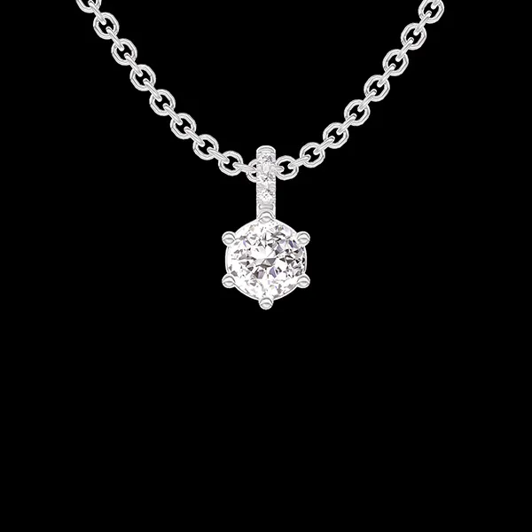 « L'Atelier » Nº405305 - Pendentif Or blanc 18 carats - Diamant synthétique Rond 0.3 carat - Sertissage Diamant synthétique - Chaîne Forçat