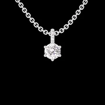 « L'Atelier » Nº405305 - Ciondolo Oro bianco 18 carati - Diamante di laboratorio Rotonda 0.3 Carati - Incastonatura Diamante di laboratorio - Catena Rolò