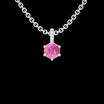 « L'Atelier » Nº406602 - Anhänger Weißgold 750/-(18Kt) - Rosa Saphir rund 0.3 Karat - Fassung Diamant - Kette Ankerkette