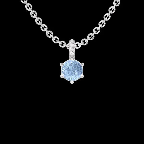 « L'Atelier » Nº407466 - Colgante Oro blanco 18 quilates - Topacio azul redondo 0.3 quilates - Engastado Diamante - Cadenas Esclavas