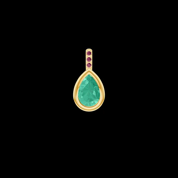 « L'Atelier » Nº408584 - Pendant Yellow gold 18 carats - Emerald Pear 0.3 Carats - Setting Ruby - No Chain