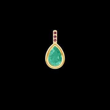 « L'Atelier » Nº408584 - Pendentif Or jaune 18 carats - Émeraude Poire 0.3 carat - Sertissage Rubis - Pas de chaîne
