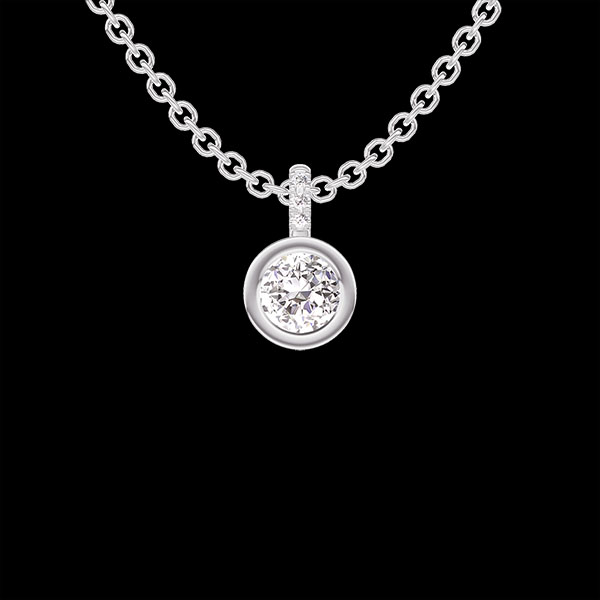 « L'Atelier » No. 409626 - Pendant White gold 18ct (750) - Lab-grown diamond Round  0.3 Carats - Setting Lab-grown diamond - Chain Rolo