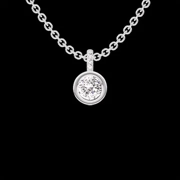 « L'Atelier » Nº409626 - Pendant White gold 18 carats - Laboratory Diamond round 0.3 Carats - Setting Laboratory Diamond - Chain Rolo